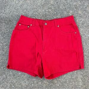 Vintage 90s GENERRA bold red high waist denim jean mom shorts Size 14